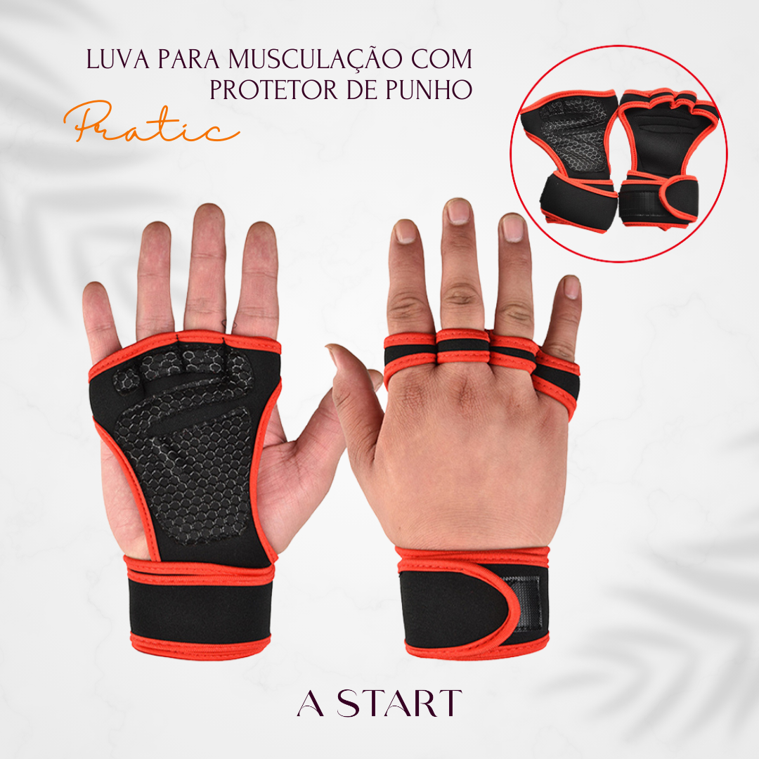 Pratic - Luva Para Musculação com Protetor de Punho